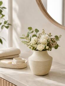 1pc Beige Textured Vase, Modern Minimalist Flower Vase For Fresh Flowers & Greenery, Neutral Boho Farmhouse Home Decor For Living Room, Entryway, Dining Table, Shelf, Mantel, Tabletop Centerpiece And Housewarming Gift - Multiple Styles - View 4