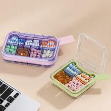 1pc Portable Travel Mini Pill Box | Small Pill Organizer, 7-Day Weekly Pill Box, 7-Compartment Design, Waterproof & Moisture-Proof Portable Pill Box, Fish Oil/Vitamin/Supplement Storage Box, Suitable For Travel, Business Trips, Pocket Carry Pill Storage - View 1
