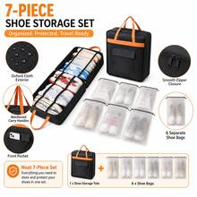 7-Piece Shoe Storage Organizer With Carrying Handles, Portable Shoe Rack For Travel Trips, Large Capacity Space-Saving Shoe Bag Set For Home Gym Closet Organization And Weekend Getaways - Multicolor - View 5