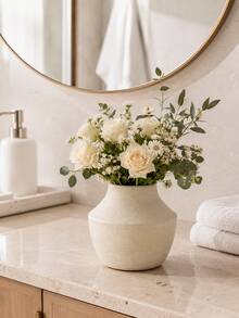 1pc Cream Flower Vase, Neutral Textured Vase For Fresh Or Dried Flowers, Modern Boho Farmhouse Decor, Minimalist Tabletop Centerpiece For Living Room, Bedroom, Entryway, Dining Table, Shelf, Mantel And Wedding Home Decor - Multiple Styles - View 8