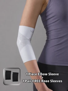 VBOSI 1pc Elbow Sleeve + 1 Pair Free Knee Sleeves, Knitted Sports Support Sleeve, Suitable For Fitness, Running, Basketball, Volleyball, Cycling And Daily Exercise, Unisex - Multicolor - View 15