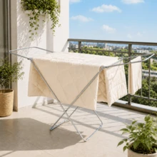 Tendedero de Ropa Plegable con Alas, Color Plata, para Interior y Exterior, Gran Capacidad - Plateado - Ver 3