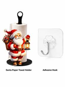 Christmas Decoration Kitchen Paper Towel Holder - Desktop Tabletop Roll Holder (Combines Display And Storage Functions), Fun Santa Claus Design, Suitable For Kitchen, Bathroom, Living Room And Dining Room, Decorative Ornament To Create A Cozy Christmas Atmosphere - Multicolor - View 5