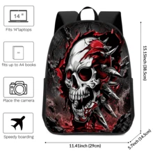 Gothic Skull Multi-Pattern 2D Printed Backpack, Large Capacity Storage, Side Mesh Pocket For Water Bottle, Breathable Adjustable Wide Strap, Personalized Style For Daily Commute, Travel And Casual Use - Backpack - View 12