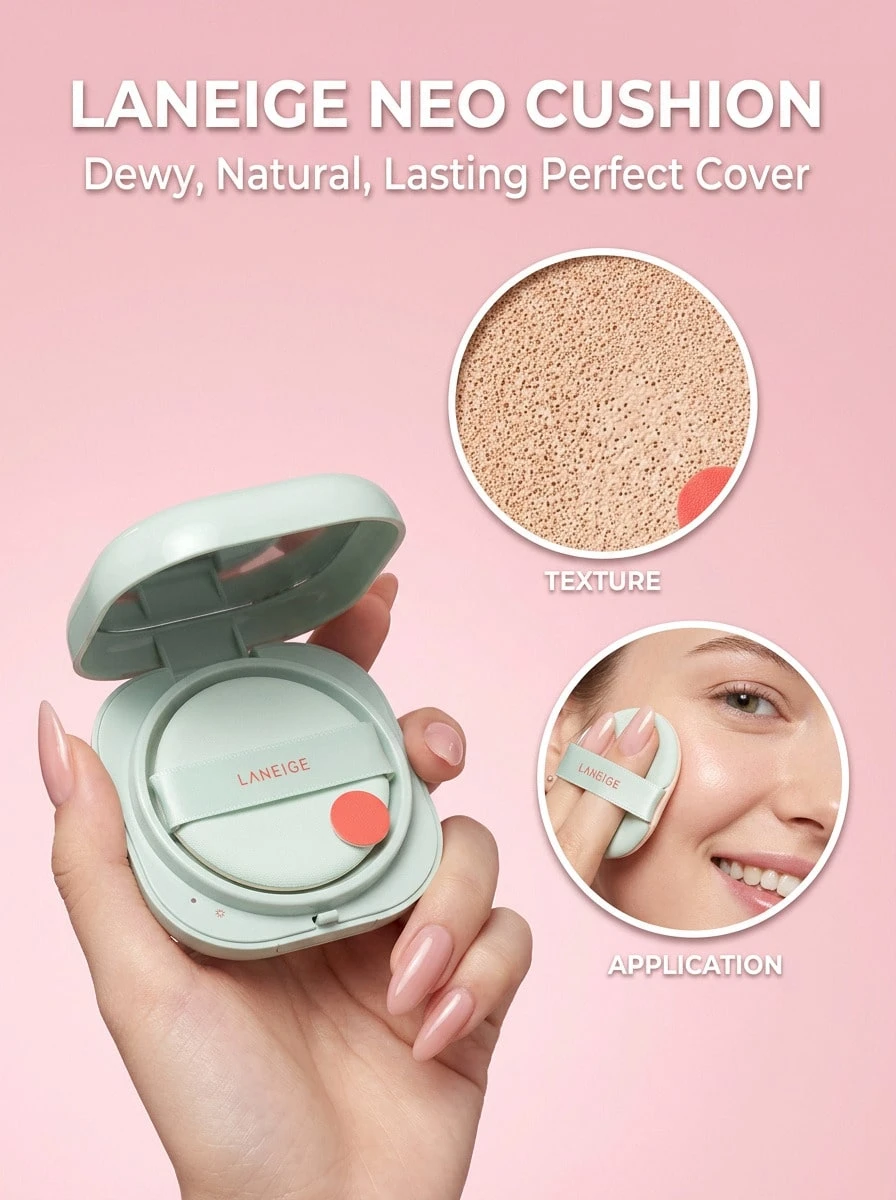 Laneige New Neo Cushion Matte SPF46 PA++ 15 G – Cushion Foundation, SPF46 PA++, For Oily Skin, Matte Finish, Suitable For Morning Makeup Routine - Multicolor - View 1