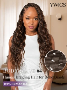 Y WIGS #4 Body Wave Boho Human Hair For Braiding 14-22inch 95g Per Bundle No Weft Human Braiding Hair 100% Brazilian Virgin Human Hair Extensions Long-Lasting & No Shedding Bulk Human Hair Medium Brown For Every Season, Especially Autumn - S4 - View 1