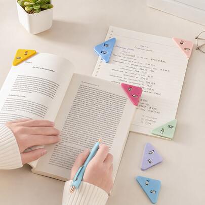 Multifunctional Creative Right Angle Triangle Clip, Office Stationery Book Clip, Exam Paper Anti-Curl Clip, Document Memo Corner Clip, Storage Data Receipt Clip (Random Color), School Supplies, Back To School
