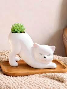 1‑Piece Aesthetic Cat‑Shaped Creative Imitation‑Tail Design Multi‑Functional Decorative Vase, Suitable For Desktop, Home And Room Decoration - Lying Cat - View 6
