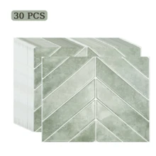Self-Adhesive Wall Tiles - 5/10/30 Pieces, 11.4" X 9" Each - 3D Textured Self-Adhesive Tiles Backsplash, Suitable For Kitchen, Bathroom, Waterproof, Oil-Resistant, Customizable, Kitchen Decor - Green - View 10