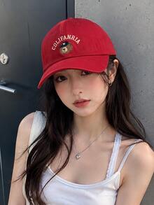 1pc Bear Embroidered Baseball Cap, Vintage Washed Adjustable Unisex Summer Sun Hat, Casual Street Style For Men And Women, Suitable For Travel And Outdoor - A - View 3