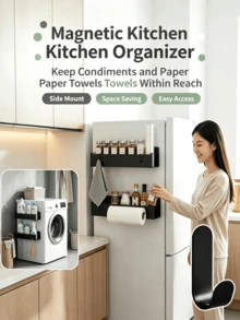 No‑Drill Storage Shelf, Multi‑Tier Fridge Side Spice Organizer, Wall‑Mount Condiment Holder For Kitchen Refrigerator & Microwave - Multicolor - View 4