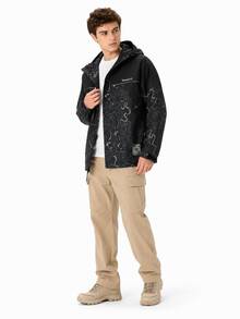 Timberland Jaket Softshell Berkerudung Tahan Air untuk Olahraga Luar Ruangan Pria, Hiking, dan Panjat Tebing - Hitam dan abu-abu - View 4