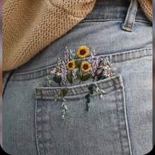 DIY Embroidery Kit - Water-Soluble Self-Adhesive Embroidery Patches, Clothes Embroidery Appliques, Convenient For Beginners, Suitable For Sweaters, Denim Jackets, Bags Embroidery, Embroidery Tools, Sewing, Needlework DIY Crafts And Garment Accessories - One Size - View 7