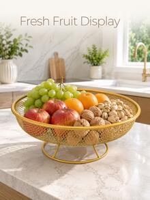 1pc Creative Metal Fruit Storage Basket - Durable And Lightweight, Suitable For Kitchen, Pantry Or Dining Table Organization, Perfect For Storing Fruits, Vegetables, Snacks And Home Decor - Multicolor - View 1
