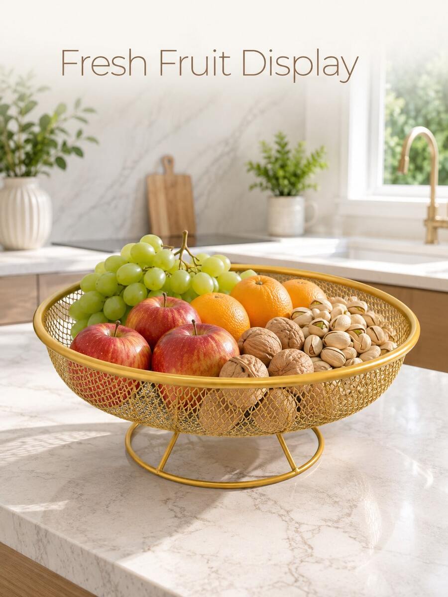 1pc Creative Metal Fruit Storage Basket - Durable And Lightweight, Suitable For Kitchen, Pantry Or Dining Table Organization, Perfect For Storing Fruits, Vegetables, Snacks And Home Decor - Multicolor - View 1