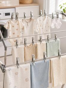 20pcs Stainless Steel Clothes Pins, Heavy Duty Metal Laundry Clips With Strong Spring, Rust-Resistant Multipurpose Clothespins For Clothes, Socks, Towels, Food Bags, Kitchen & Outdoor Drying - Silver - View 3
