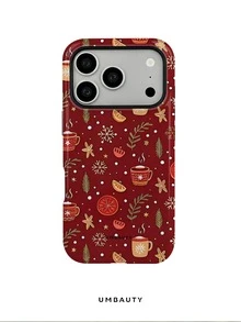 UMBAUTY 1件時尚手機殼，深酒紅背景搭配冬季暖飲圖案設計，適用於 Phone 17 Pro Max、16 Pro Max、15 Pro Max、14 Pro Max、11/12/13/14/15/16/18 Pro/Pro Max/Plus。這款高端、時尚且有趣的手機殼適合男女使用，是復活節、春季、婚禮季和生日送給女友的理想禮物 - 彩色 - 查看 8