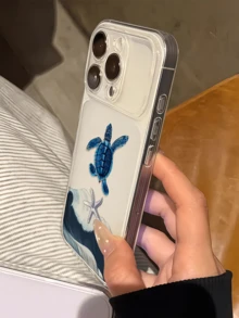1件裝透明波浪海龜簡約全包覆TPU防震手機殼，適用於 18、17、16、15、14、13、12、11 Pro Max、Air - 彩色 - 查看 3