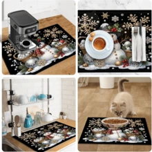 1pc Christmas Snowman Table Mat, Dish Drying Mat, Coffee Machine Mat, Absorbent Quick-Drying, Non-Damaging To Tabletop, Suitable For Holiday Dining Table, Kitchen Countertop, Christmas Atmosphere, Multi-Purpose Drying Mat, Home Gift, Tabletop Decoration - XYLSD-971 - View 11