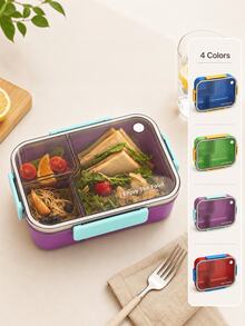 Leak-Proof Kitchen & Dining Transparent Snap-Lock Portion Control Minimalist Meal Prep Set, Portable Stackable Microwave- Divided Bento Box, Ideal For Office Workers, Students, Commuting, Picnics And Daily Meal Prep - Multicolor - View 3