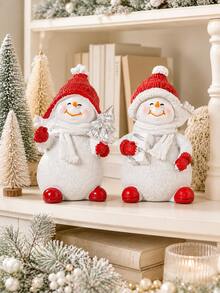 Christmas Snowman Figurine Set, Tree And Gift Resin Holiday Decorations; Cute Winter Desktop Decor, Suitable For Fireplace, Mantel, Bookshelf, Office, Home And Party Display, Christmas Decoration, Christmas Gift, Room Decor, Home Decor - Multicolor - View 8