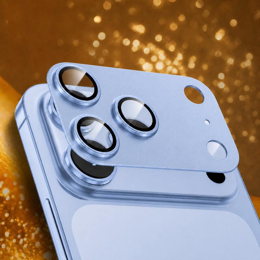 CASECOPS 1pc Light Blue AR Camera Lens Screen Protector, Compatible With Smartphone, Compatible With IPhone 18 Pro Max/18 Pro, Sapphire Tempered Glass Lens Cover With Aluminum Alloy Metal Plate, 99% High Transparency, HD Clear Photo Effect, Anti-Glare Night Photography, Scratch-Resistant, Shock-Resistant, Compatible With Phone Case, Easy Installation, Full Camera Protection, One-Piece Rear Lens Protector
