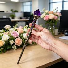 1 buah Tongkat Sihir Amethyst Alami Mentah, Tongkat Kristal Keberuntungan Peri, Tongkat Permata Spiritual, Tongkat Sihir Penyihir, Hadiah Dekorasi Meja Rumah Kreatif - Tongkat Ajaib - View 8