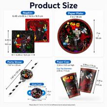 Roblox 50pcs Disposable Paper Game Cartoon Party Set, Includes Paper Plates, Cups, Napkins, Straws, Birthday Tableware Set, Suitable For Birthday Party, Halloween, Thanksgiving, Labor Day, Christmas Decoration - B - View 4
