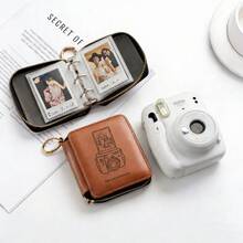 1pc 3-Inch Mini Photo Album, Zipper Pocket Card Holder, Minimalist Art Style Faux Leather Cover Portable Loose-Leaf Notebook, Holds 50 Photos, 2026 Instant Camera Accessory, Spring Travel Companion, Easter Memory Book, Ins Style Minimalist Storage Album - Multicolor - View 9