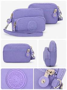 Vintage Nylon Triple Zipper Coin Purse, Card Holder, Multi-Functional Wallet With Three-Layer Zipper Compartments For Organized Storage Of Cash, Bank Cards And Coins, Suitable For Daily Commute, Vacation/Valentine's Day/Halloween Gift - Multicolor - View 4