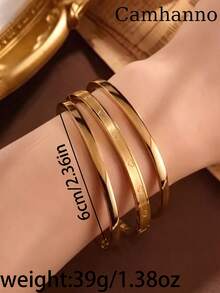 Camhanno 3件組 Wrist Trio 女款 18K 金色不鏽鋼疊戴三件式手鍊套組 - 多色5 - 查看 3