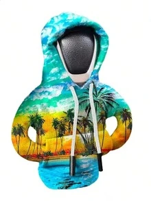1Pc Creative Hooded Car Gear Shift Knob Cover, Printed Funny Sweat‑Proof Shift Lever Protector, Soft Liner Auto Interior Decor Sleeve, Easy To Install & Wash, Universal For Most Vehicles,Available In A Variety Of Colors And Patterns - A - View 13