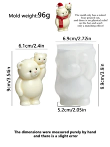 1pc Cute Christmas Parent-Child Bear Silicone Mold, Bear Shape Mold With Hat And Scarf, Suitable For Aromatherapy Candles, Handmade Soap, Plaster And Epoxy Resin Crafts - Silicone Candle Mold - View 14