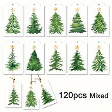 10/60/120pcs Christmas Watercolor Pine Tree & Gold Star Gift Tags - Holiday Hang Tags For Packaging And Box Decoration, Rustic Style Gift Wrapping | Art Gift Tags | Natural Jute Rope Tags Christmas Holiday Christmas Decor Christmas Pajamas Christmas Gifts Christmas Decoration - Multicolor - View 8