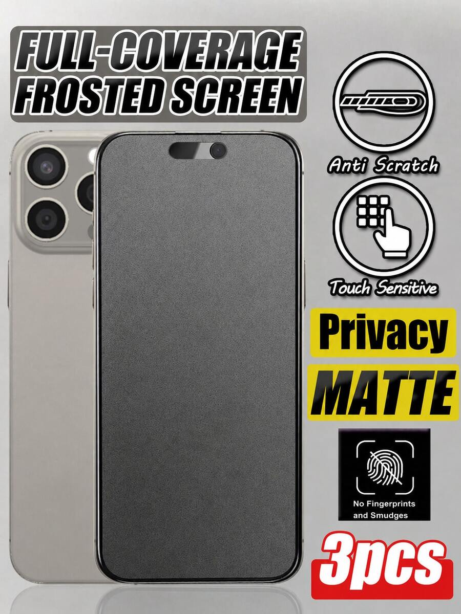 CASECOPS 3Pcs Matte Privacy Screen Protector, Matte Texture With A Silky Smooth Touch, Anti-Scratch Anti-Fingerprint Oleophobic Coating, Shatterproof Tempered Glass Design, Bubble-Free Easy Installation, For IPhone 18/18 Ultra/18 Pro/18 Pro Max/17/17 E/17 Air/17 Pro/17 Pro Max/16/16 Plus/16 Pro/16 Pro Max/15/15 Plus/15 Pro/15 Pro Max/14/13/12/11 And Other Series. - 3PCS - View 1