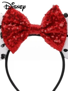 Disney 1pc 101 Dalmatians & Mouse Ears Headband, Sequined Red Bow Costume Hair Accessory For Theme Park & Cosplay - Multicolor - View 5