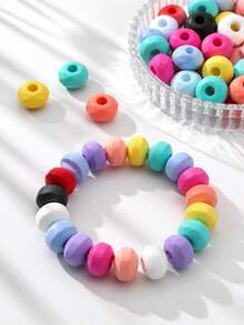 30pcs Candy Matte Multicolor Large Hole Rondelle Faceted Beads Acrylic Loose Beads For Bracelet Phone Chain Craft - Multicolor - View 4