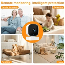 Kamera Keamanan Pintar Mini Dalam Ruangan, Video HD, Penglihatan Malam, Deteksi Gerakan, Audio Dua Arah, Kamera WiFi Plug & Play | Kamera Pemantau Hewan Peliharaan 360°, Mendukung Kontrol Aplikasi Ponsel - Putih - View 9