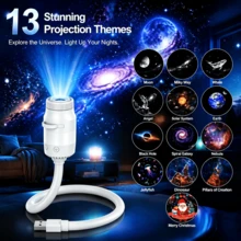 Car Roof Starry Sky Projection Light, 13 Slides USB Gooseneck Night Light, RGB Ambient Light + Focus Ring For Car Interior, 360° Bendable, Plug And Play, Suitable For Car, Home, Camping, Bedroom, Home Decor, Sleep Aid - Multi-color light - View 2