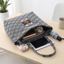GUCCI Women's Vintage All-Over Print Tote Bag, Pineapple Applique Decor Large Capacity Shoulder Handbag, Suitable For Daily Commute - View 5
