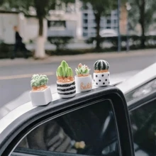 1/4/8pcs Mini Cactus Car Ornament, Adorable Plant Design, Healing Resin Decor, Dashboard, Rearview Mirror, Exquisite Small Desktop Ornament, Garden Pot Decoration, Holiday Gift - Cactus - View 2