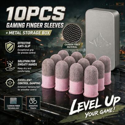 [10 stuks + doos] Pastel Noir gamingvingerhoezen met hoge elasticiteit, antislip, zweetbestendig, touchscreensleeves voor de duim voor mobiel gamen, lichtgewicht en compact, ontworpen voor gaming, nauwkeurige controle, zweetbestendig en ademend, gladde aanraking