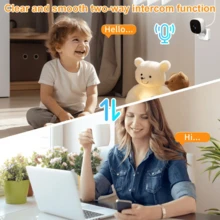 Kamera Keamanan Pintar Mini Dalam Ruangan, Video HD, Penglihatan Malam, Deteksi Gerakan, Audio Dua Arah, Kamera WiFi Plug & Play | Kamera Pemantau Hewan Peliharaan 360°, Mendukung Kontrol Aplikasi Ponsel - Putih - View 6