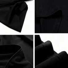Playera Unisex Oversize, blanco y negro, estampado de letras doradas con corazón en el pecho, estilo casual elegante, ideal para salidas, reuniones y look diario - Negro - Ver 5