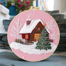 1PC 20*20cm/7.9*7.9in,Green Christmas Tree Embroidery Kit, DIY Handmade Embroidery Set For Adult Beginners, Home Gift, Women's Sewing Gift, Including User Manual, Printed Pattern Fabric, Embroidery Frame, Needle And Thread. - Green Christmas Tree - View 8
