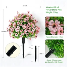 1pc Artificial Purple Flower Ground Stake, UV Resistant Faux Silk Flower, Suitable For Outdoor Garden Yard Patio Lawn Decoration, Multiple Colors Available - Bouquet - View 27
