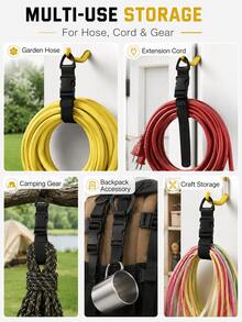 Practical Industrial Style Tie-Down Straps With Quick-Release Buckle And Adjustable Slider With Carabiner Clip, Bundling, Hanging, Storage And Organization Function, Suitable For Garage, Workshop, Garden, Camping, Outdoor, Indoor Organization, All-Season Universal Hardware Accessories - Multiple Styles - View 9