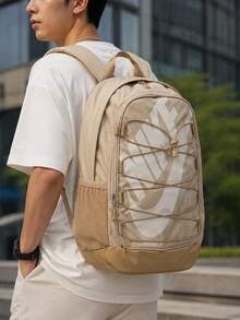Unisex Lightweight Outdoor Backpack NIKE HAYWARD BKPK Student Commuter Laptop Backpack HJ8200-253 - Desert Khaki/Apricot/Light Earthy Brown - View 3