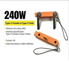 Wowssyo Adaptor Pengisian Cepat Vertikal Lipat 2-in-1, 240W Tipe-C ke Tipe-C, Pengisi Daya Cepat Lipat Portabel Ringkas, Cocok untuk Menonton Video di Ponsel atau Bermain Game - MultiWarna - View 5