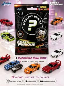 Jada Fast & Furious 25th Anniversary Nano Rides Random Style Mini Die-Cast Vehicle, 1 Random Car Per Pouch, 1.65in Movie Car Collectible, 12 Styles, Desk & Shelf Display - Multicolor - View 1